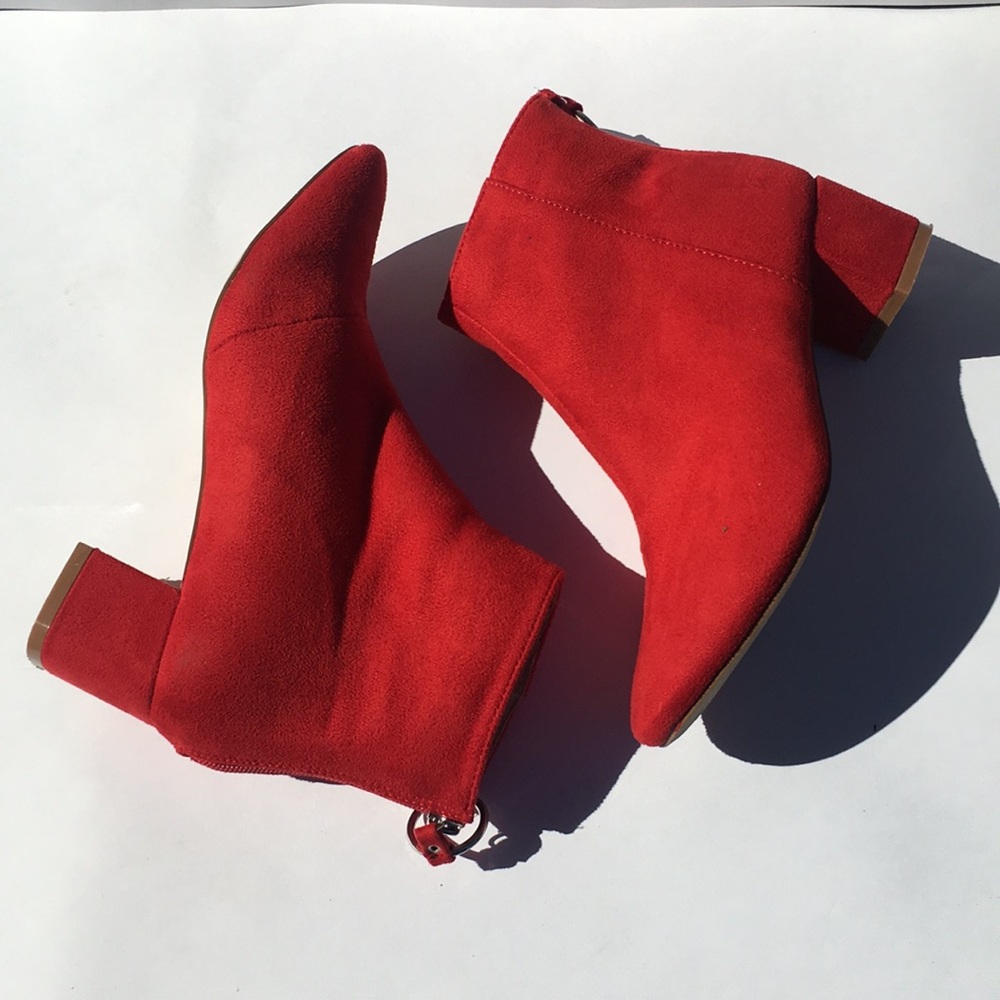 Red boohoo ankle boot